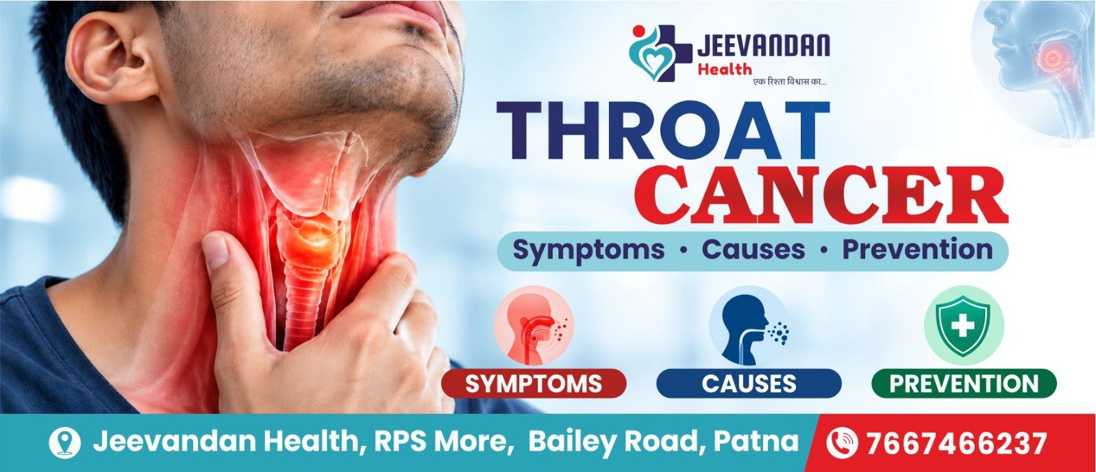 What are the  Symptoms of Throat cancer  causes and its Preventive remedies